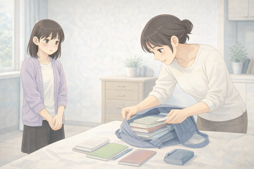 子どもの持ち物を細かくチェックしすぎる親の過干渉な対応。
