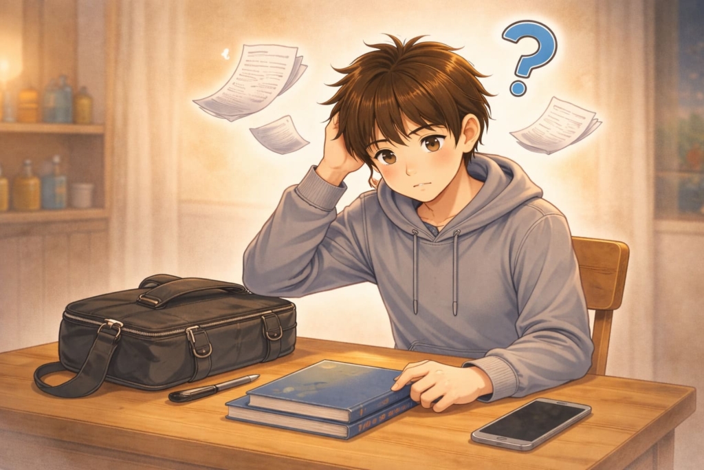 何を勉強すればいいか分からず困っている中学生の男の子